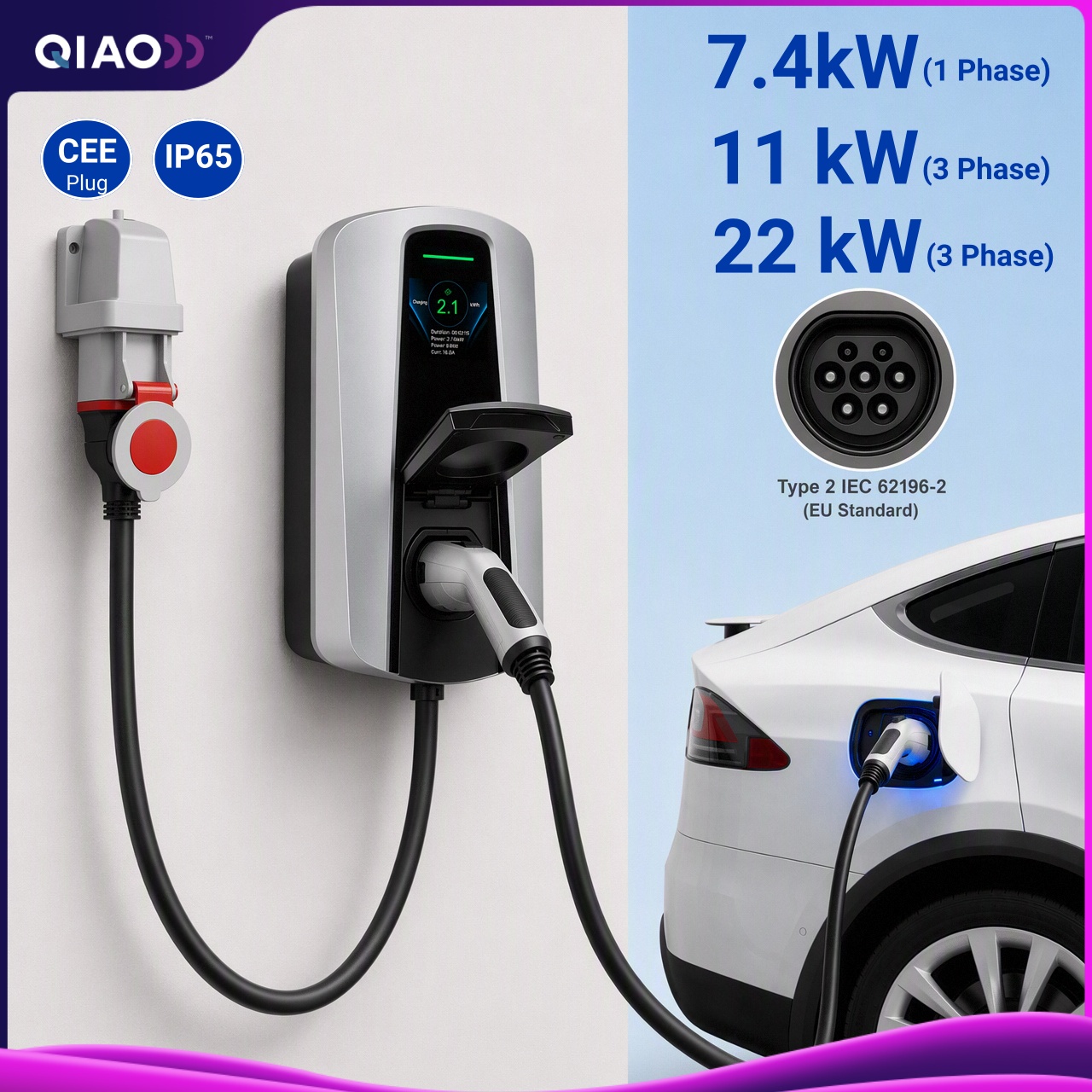 Ev Charger 11Kw Three Phase - Type 2 EV Charger Socket Version