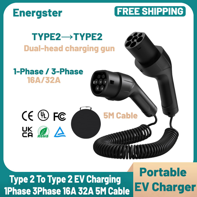 Ev Charging Cable 5M 22Kw - Type 2 To Type 2 Portable