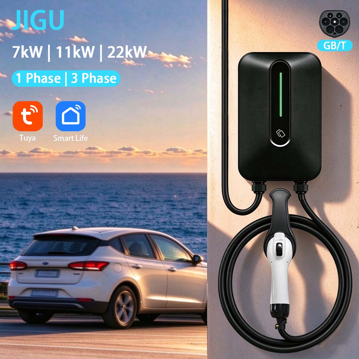 Ev Charger 7Kw Single Phase - JIGU GBT EV Charger 7kW 11kW